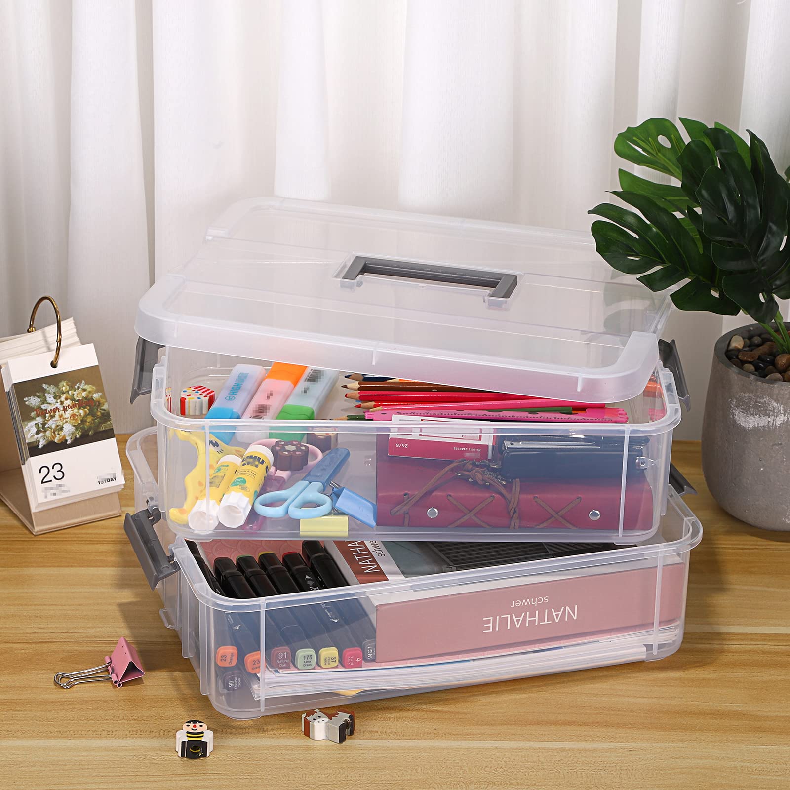 JUXYES Lightweight Portable Storage Box effortless transport between rooms.