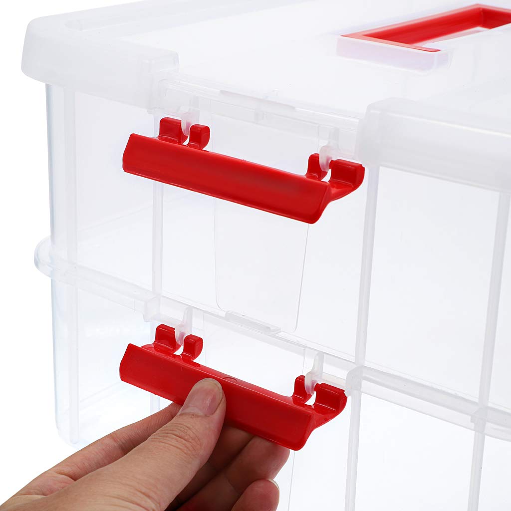 JUXYES see-through storage box helps locate items quickly.