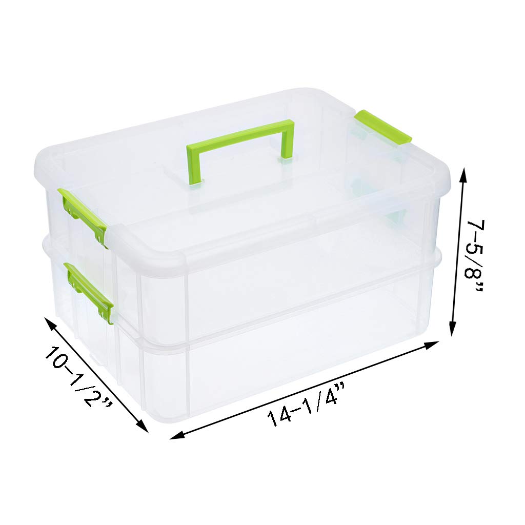 JUXYES stack carry box with handle shows secure latching and easy portability
