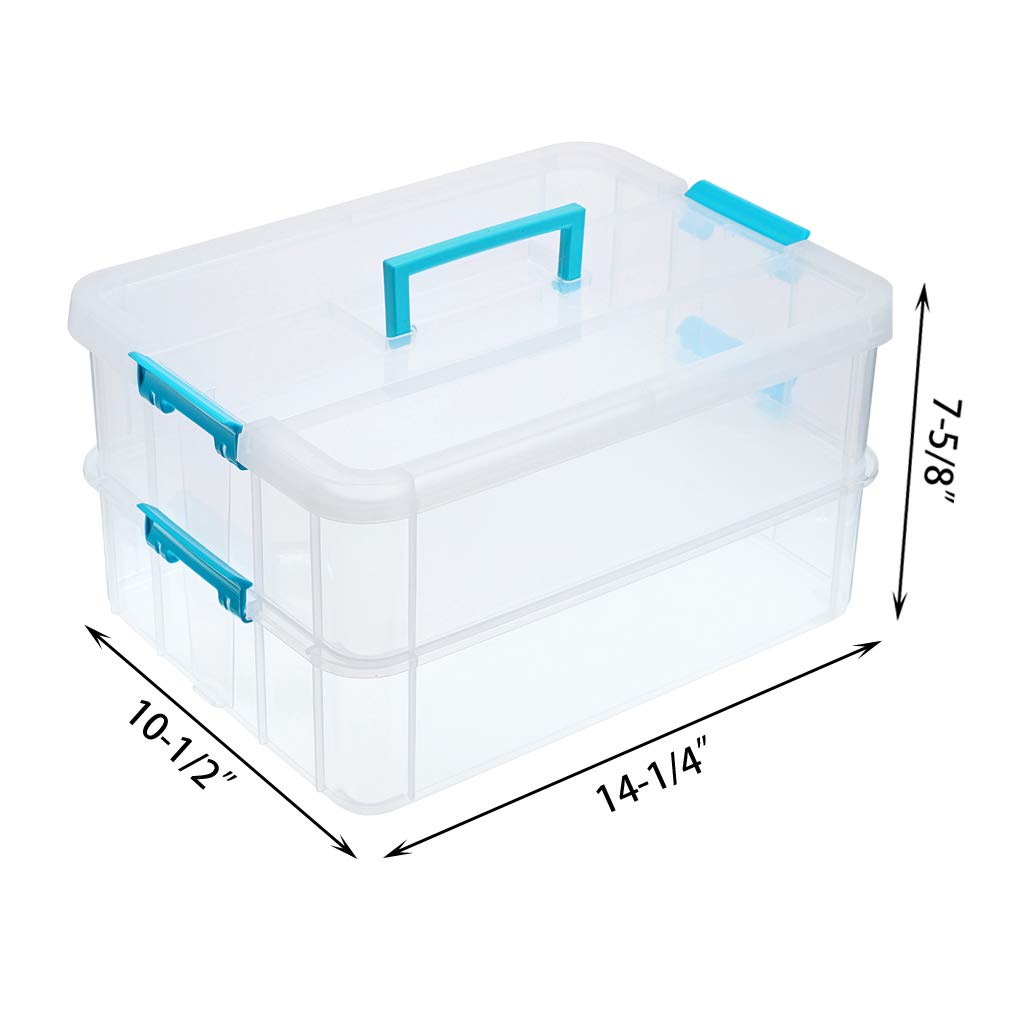JUXYES transparent blue storage bin keeps contents visible at a glance.