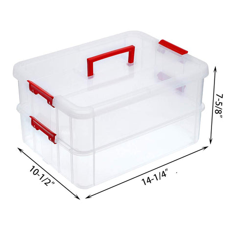 JUXYES transparent stackable bin with handle improves visibility and portability.
