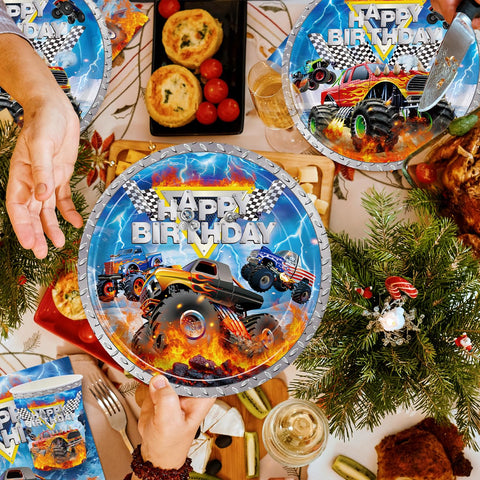 JVORFDG Monster Truck cups: sturdy 24-pack for beverages at the party.