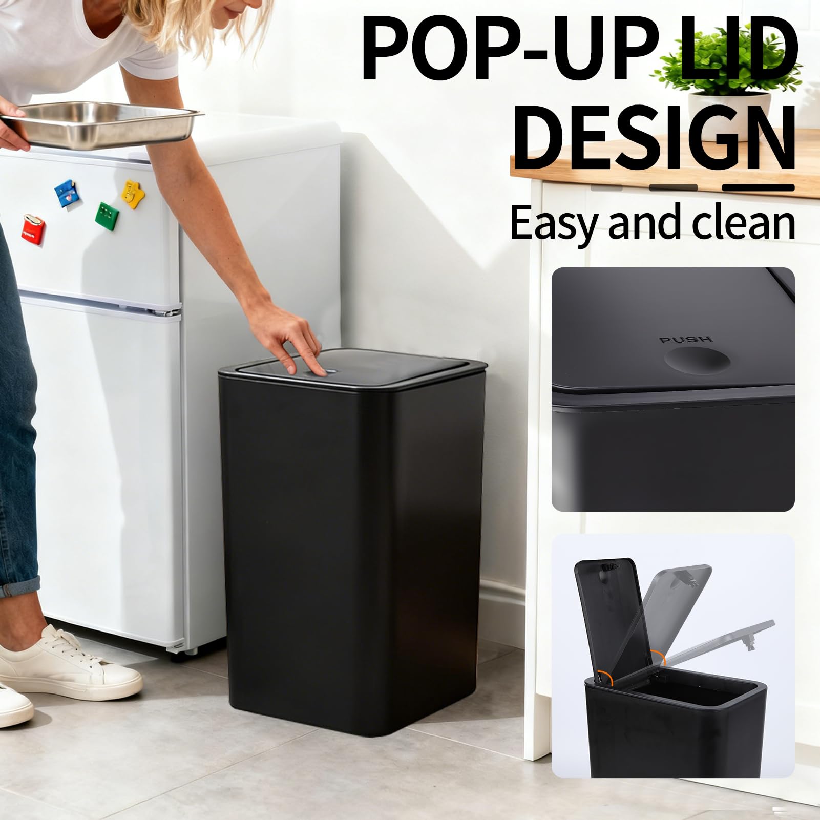JWKDXH pet-proof lid preventing pets from reaching waste.