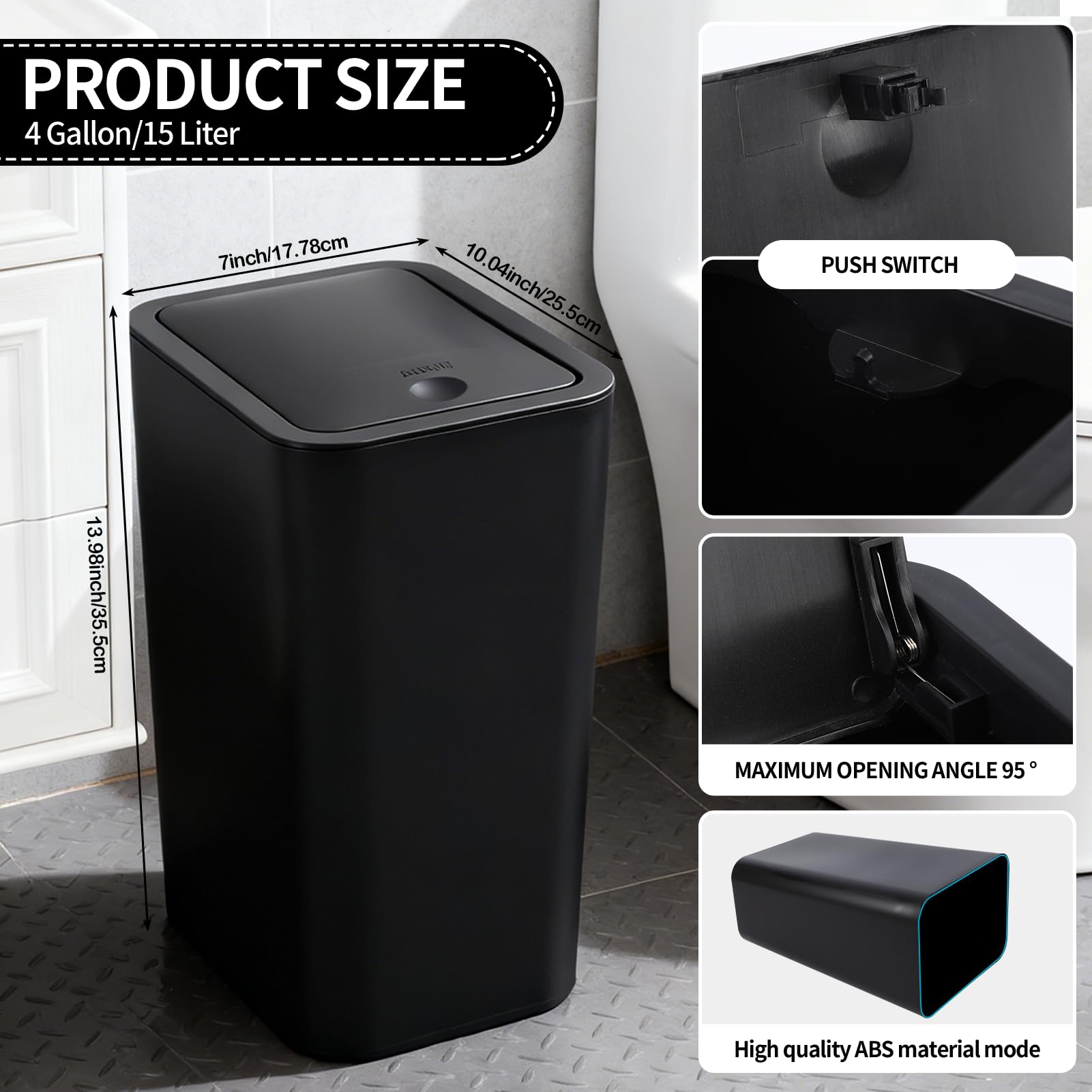 JWKDXH press-pop-up lid in action for hands-free disposal.