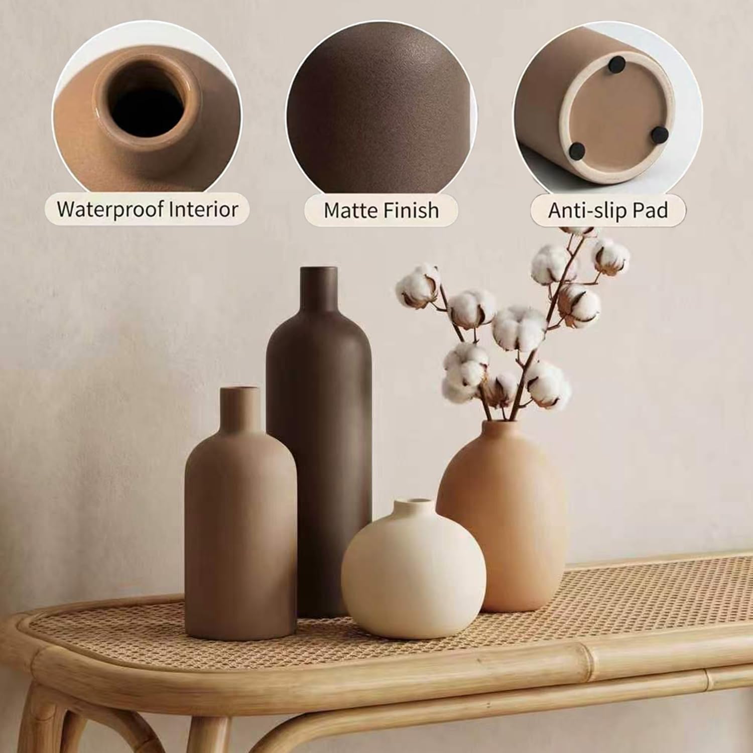 JXINDUJU ceramic vase set of 4, tall vase for statement stems.
