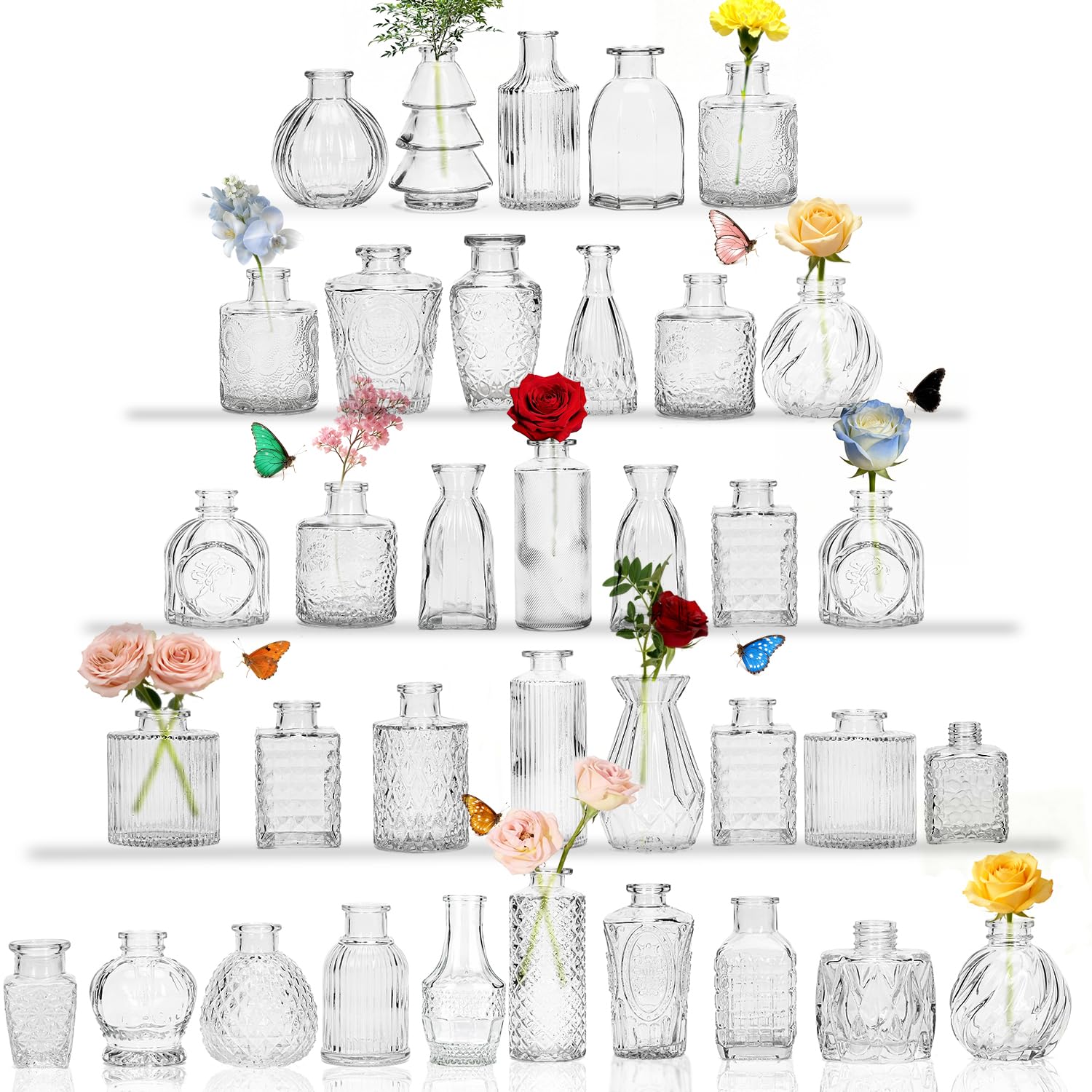 JXINDUJU clear glass bud vase set enhances table centerpieces with crystal clarity