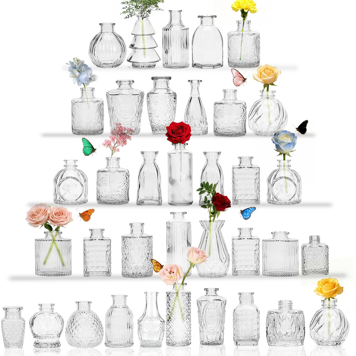 JXINDUJU clear glass bud vase set enhances table centerpieces with crystal clarity
