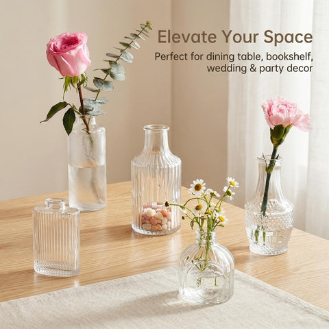 JXINDUJU thick-base crystal-clear vases ensure stable display