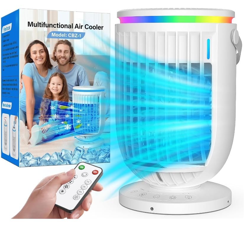 JYew portable AC with 1200ml tank for long-lasting cooling