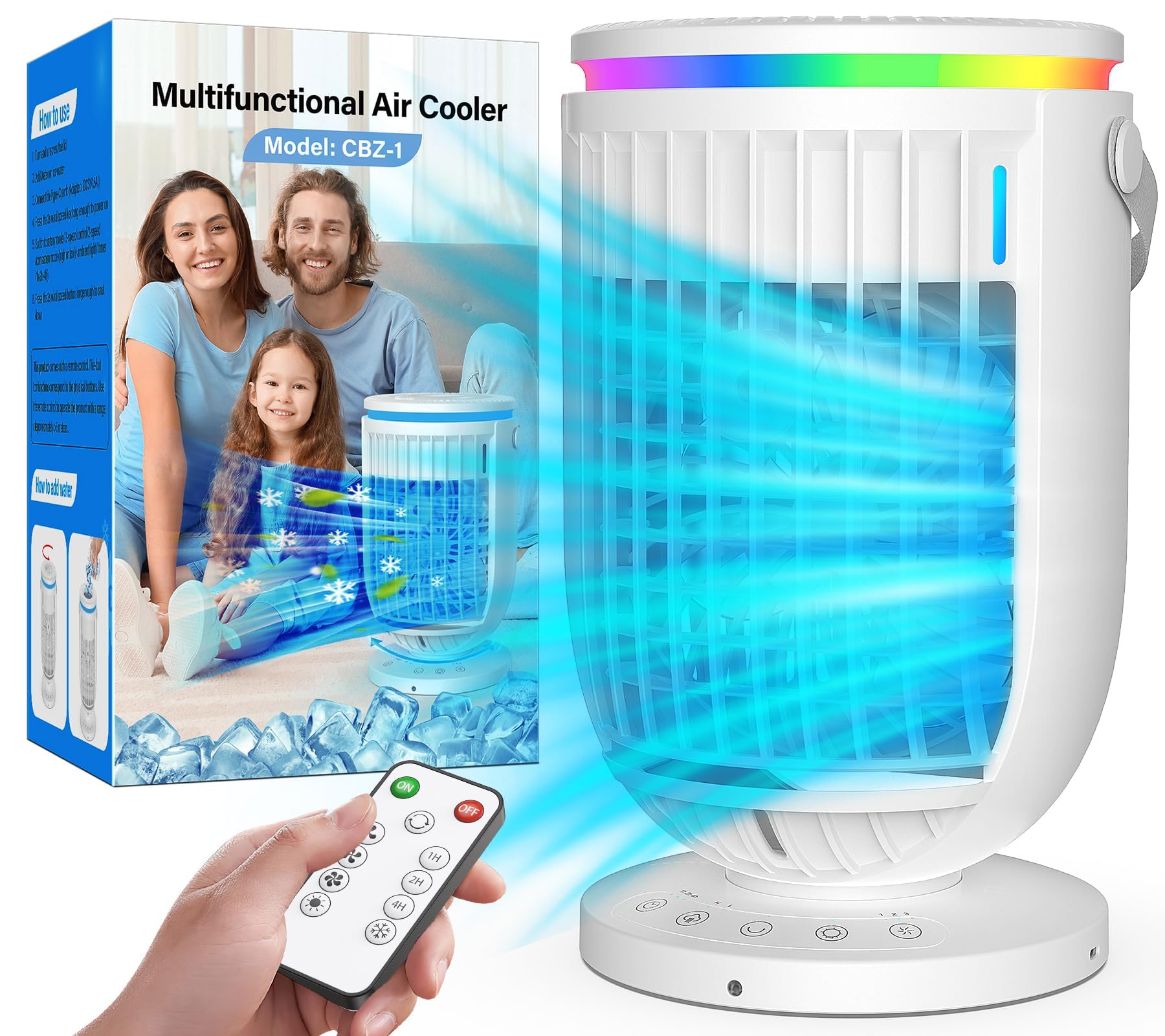 JYew portable AC unit with large water tank for extended cooling