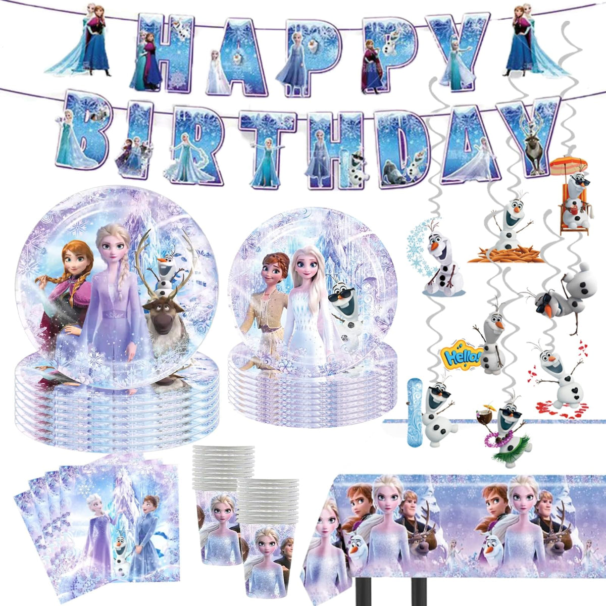 JYHFY 90-PSC Frozen banner pink theme, bright centerpiece for birthday celebrations.