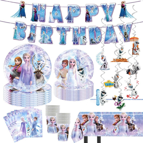 JYHFY 90-PSC Frozen banner pink theme, bright centerpiece for birthday celebrations.