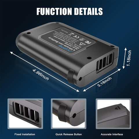 CE/FCC/RoHS certification seal on the battery packaging.
