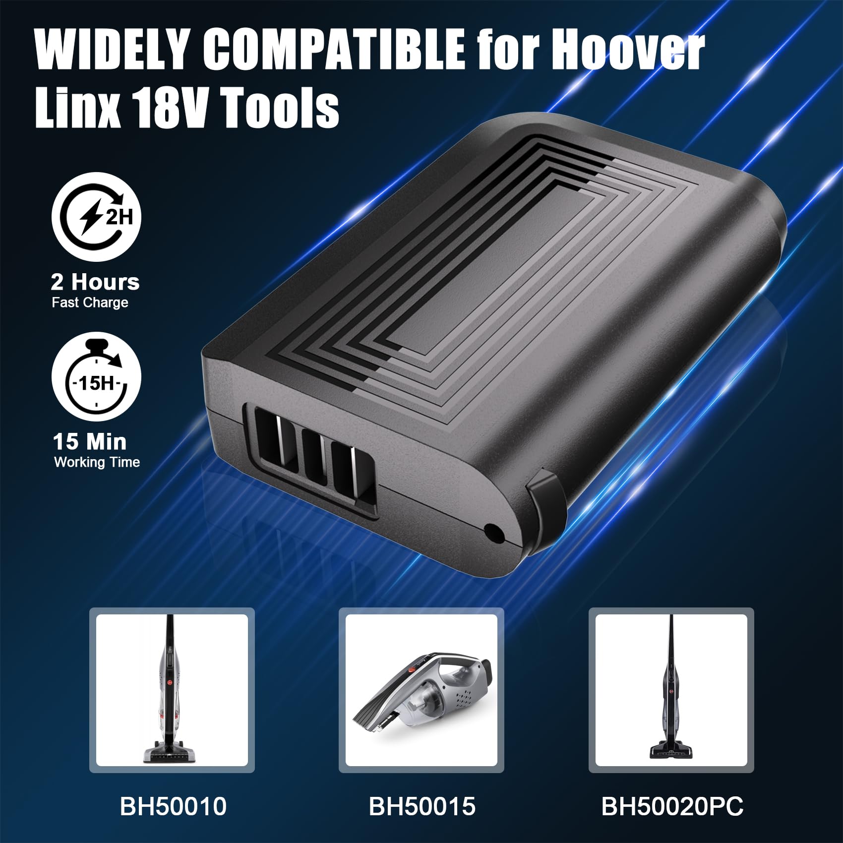Linx charger-compatible battery designed for quick top-ups.