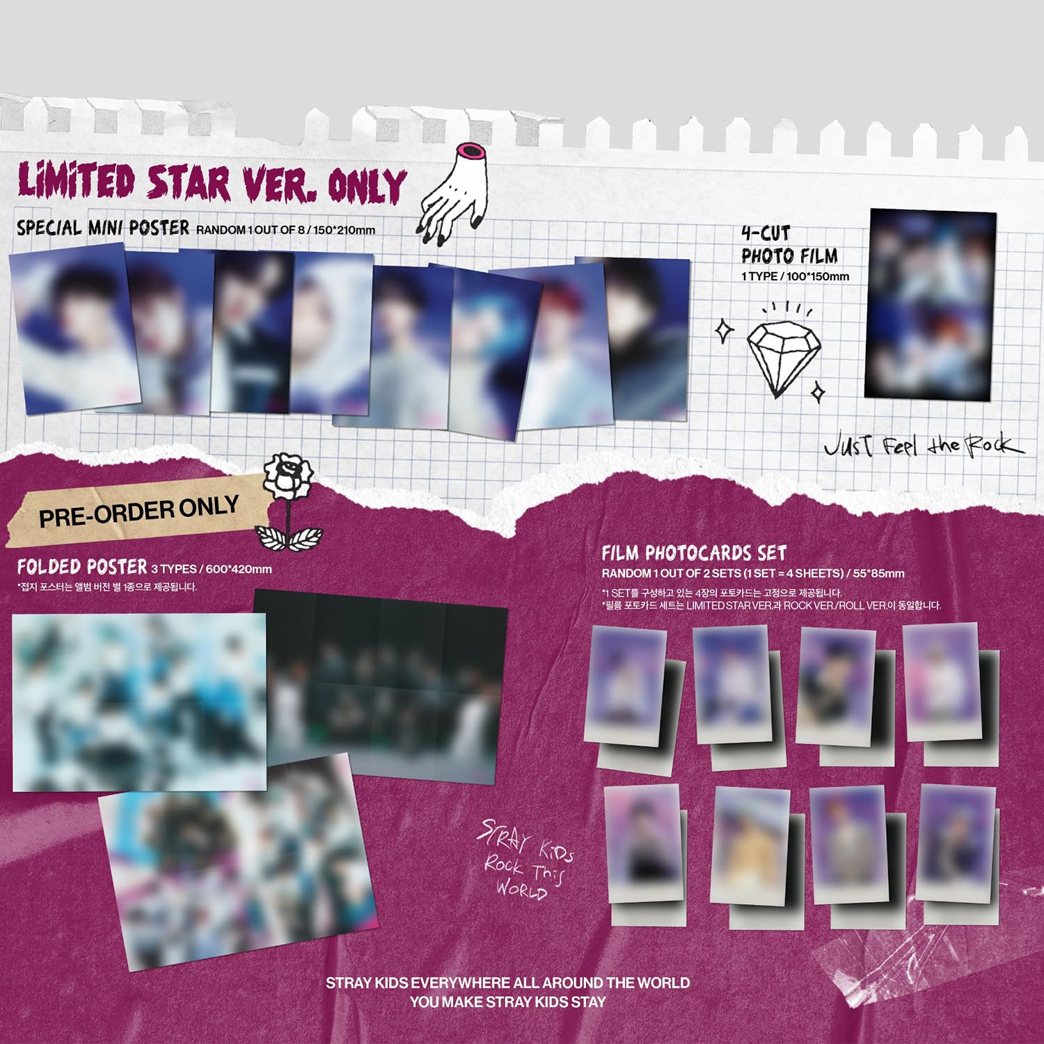 Stray Kids Rock-Star posters and PVC card for display decor