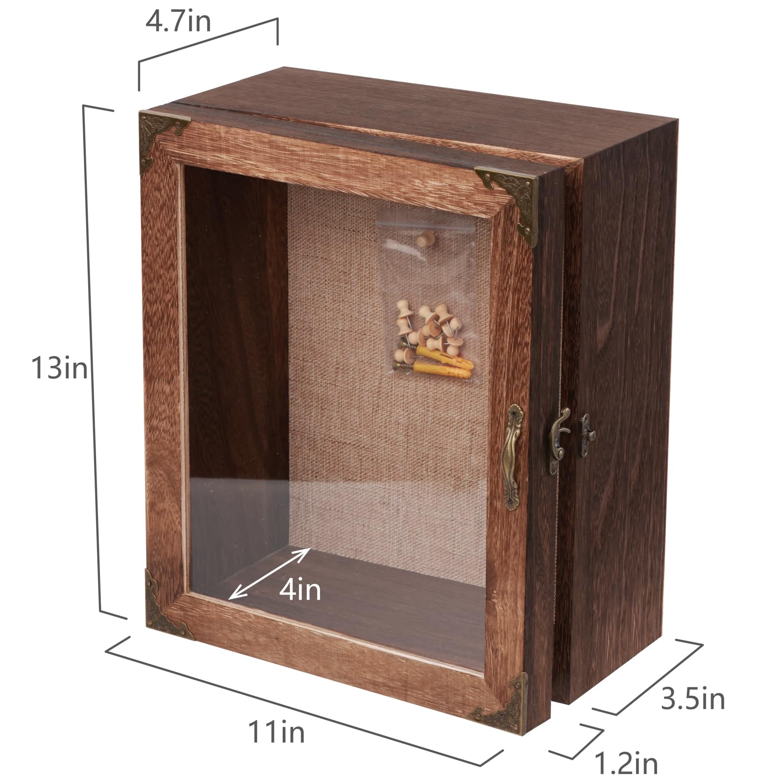 KAASTHAA Burnt wood finish adds vintage charm to your display.