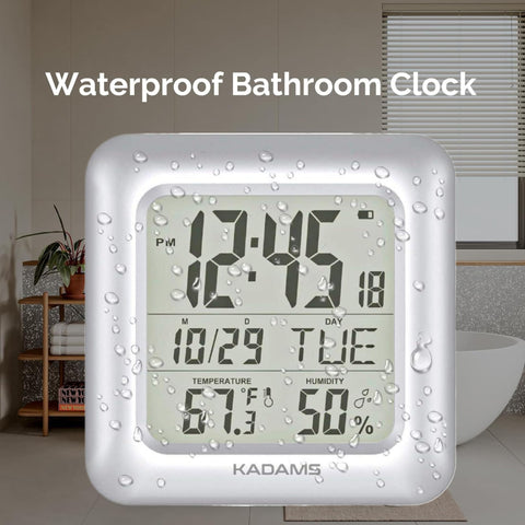KADAMS suction cup mounting keeps the clock securely on glass or tile.