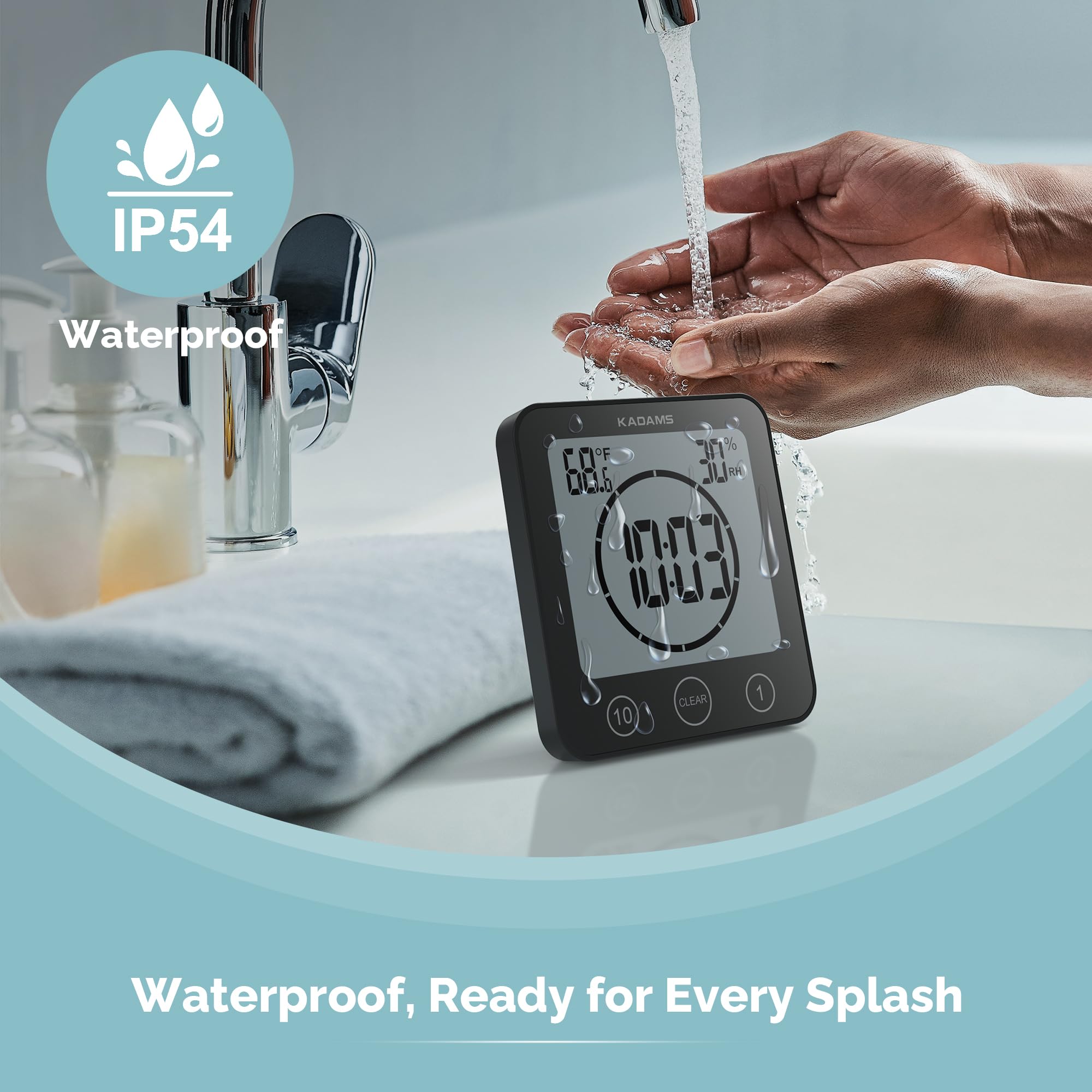 KADAMS Shower Clock digital display highlights remaining time for efficient routines.