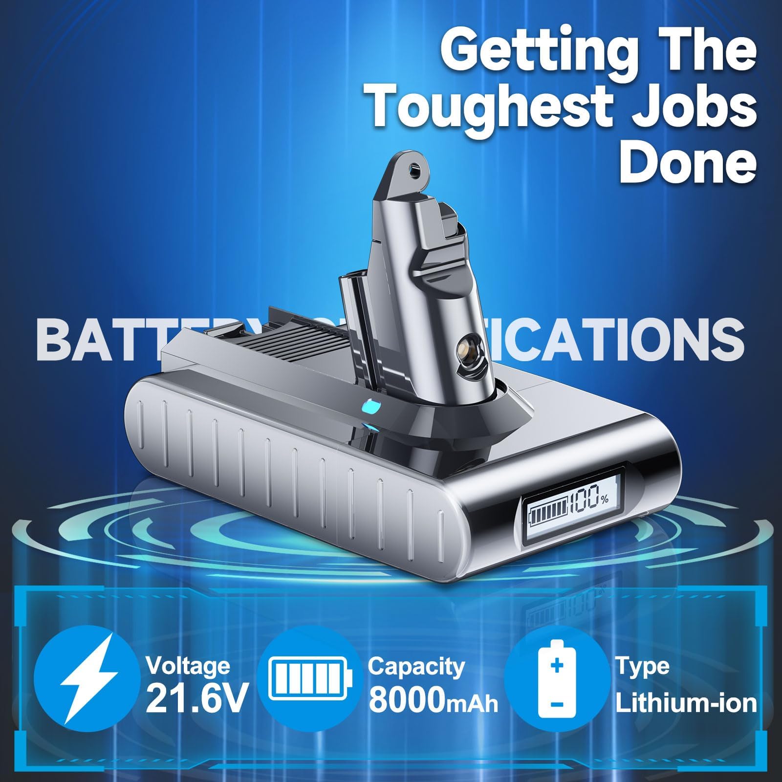 Kaejil 8000mAh high-capacity cell delivers longer runtime for extended cleaning sessions