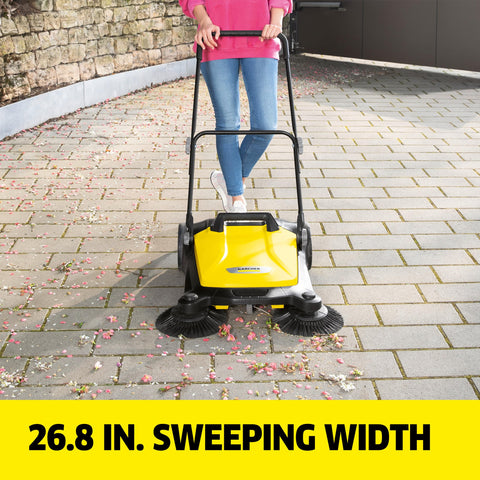 Kärcher S 4 Twin shows 5.25-gallon waste container for easier debris disposal.