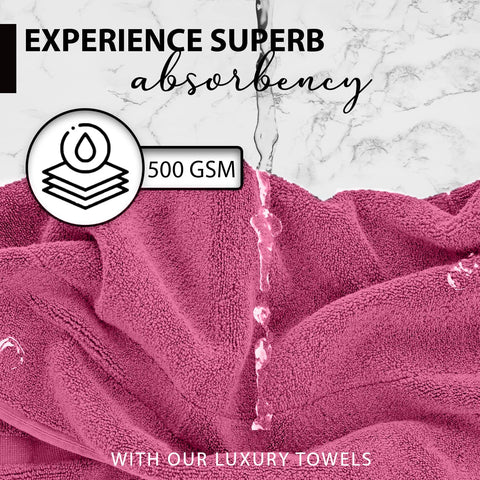KAHAF COLLECTION six-pack pink towels provide full-body coverage and consistent quality.