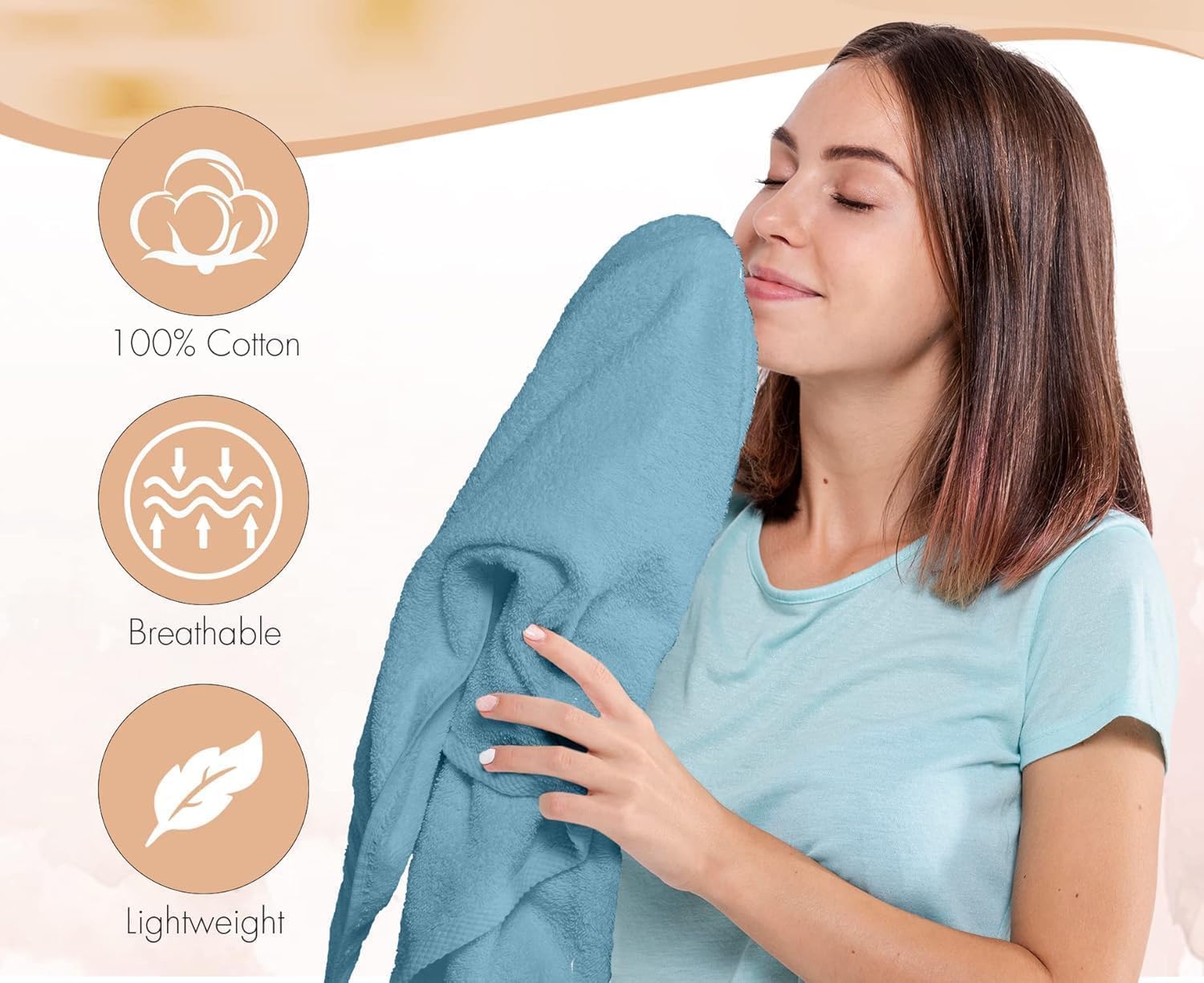 KAHAF Collection folded towels arranged for compact storage and quick access.