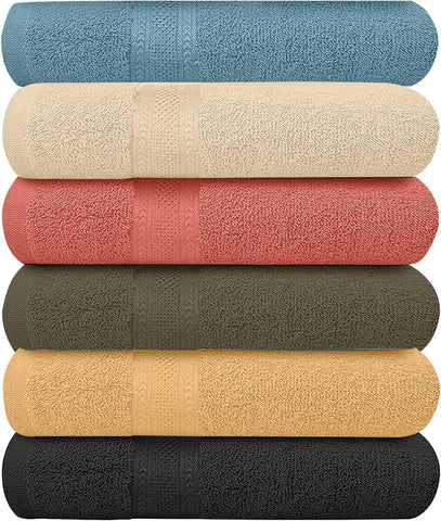KAHAF Collection six-pack towels packshot with vibrant colors for everyday use.