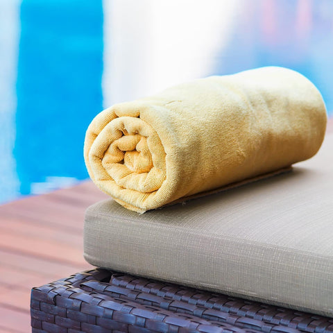 KAHAF Collection quick-dry weave demonstrated on plush towel surface.