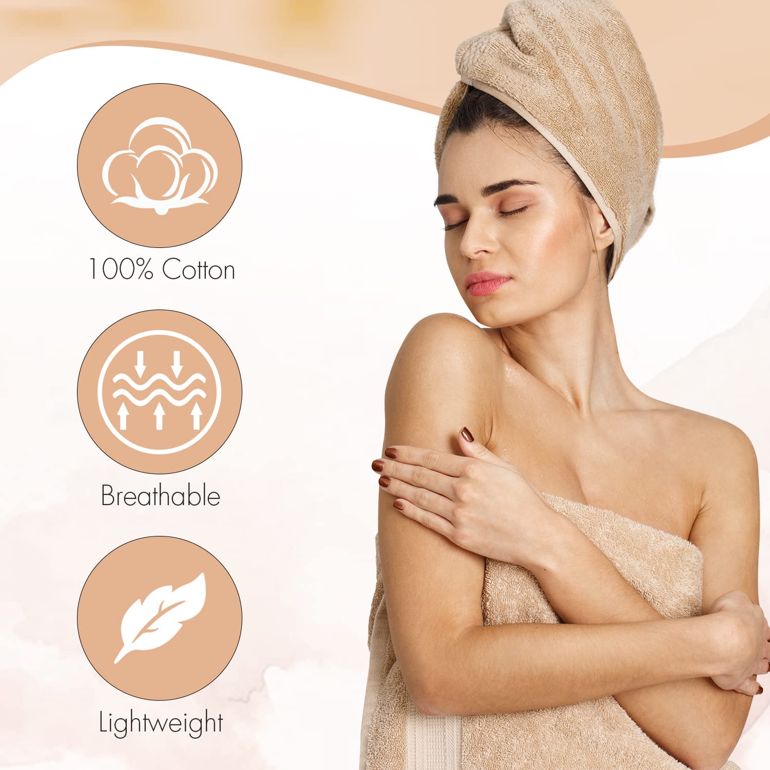 KAHAF Collection bath towels absorbent 100% cotton for soft drying.