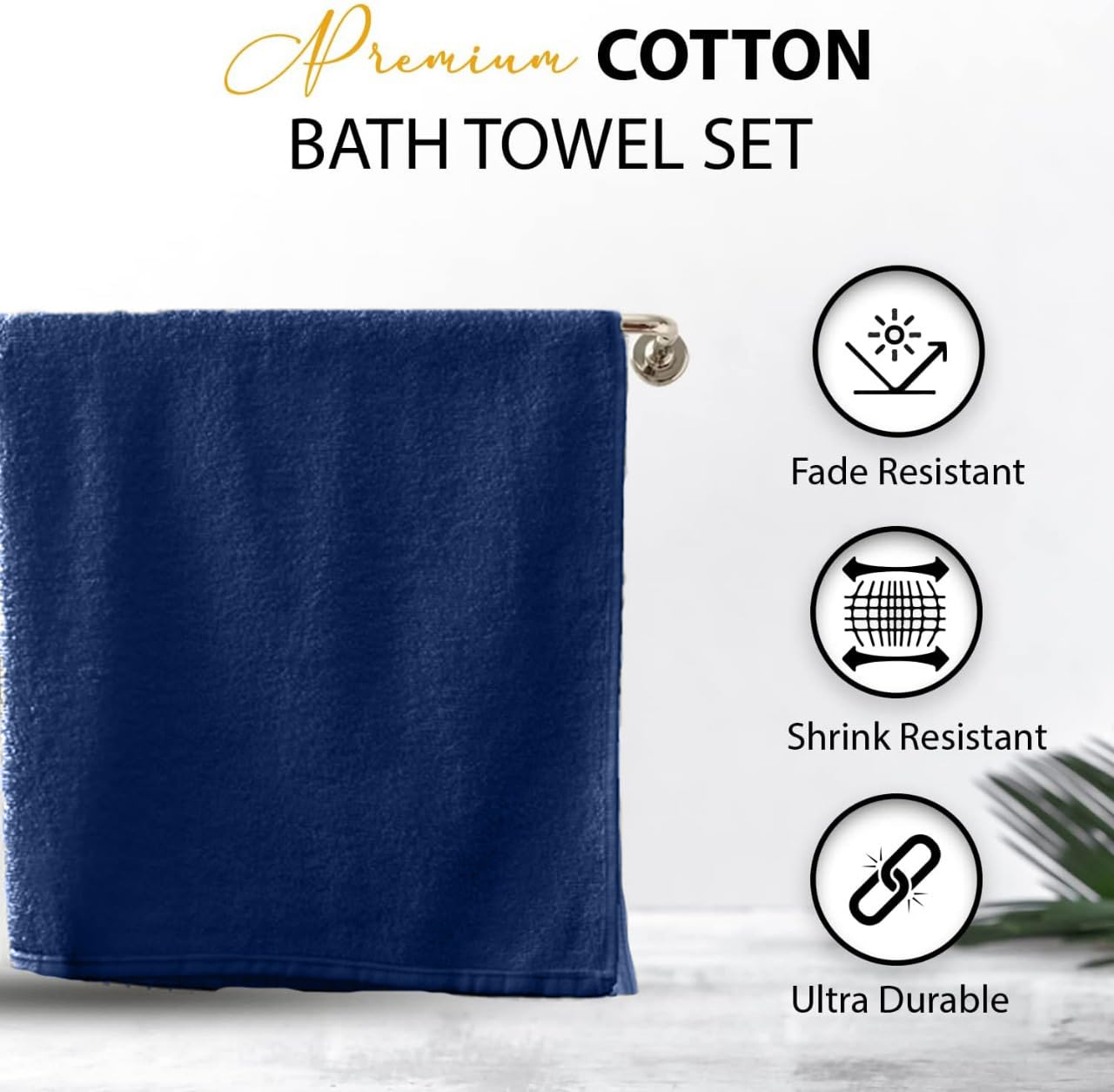 KAHAF COLLECTION navy towel at gym or pool shows versatility and fast-drying comfort.