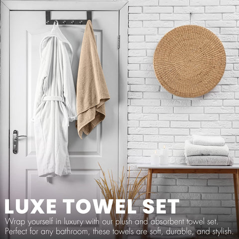 KAHAF Collection 27x54 inch towels provide generous coverage and quick drying.
