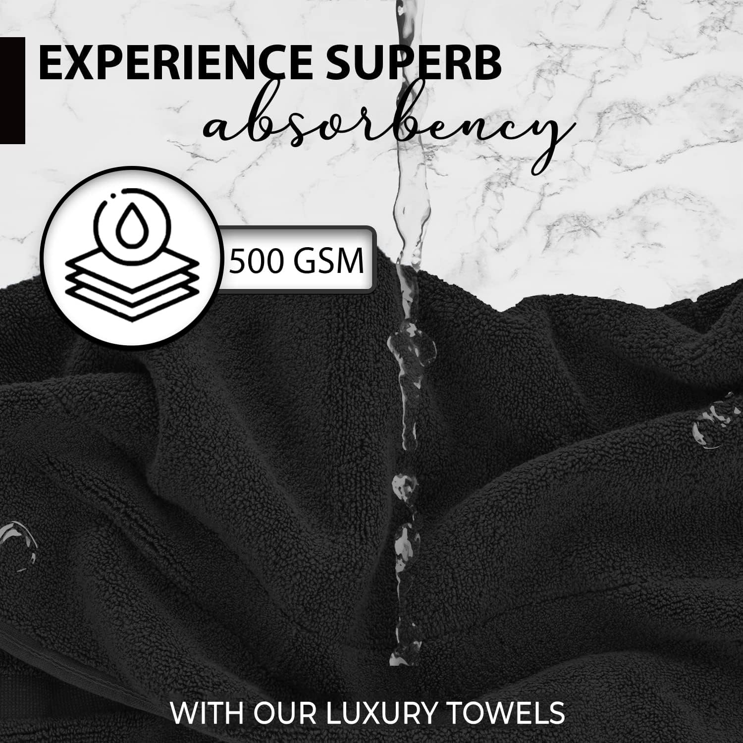KAHAF COLLECTION oversized 24x48 black towel for full-body coverage.