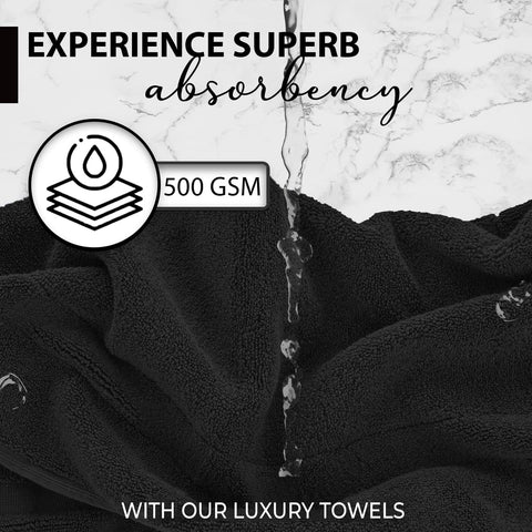 KAHAF COLLECTION oversized 24x48 black towel for full-body coverage.