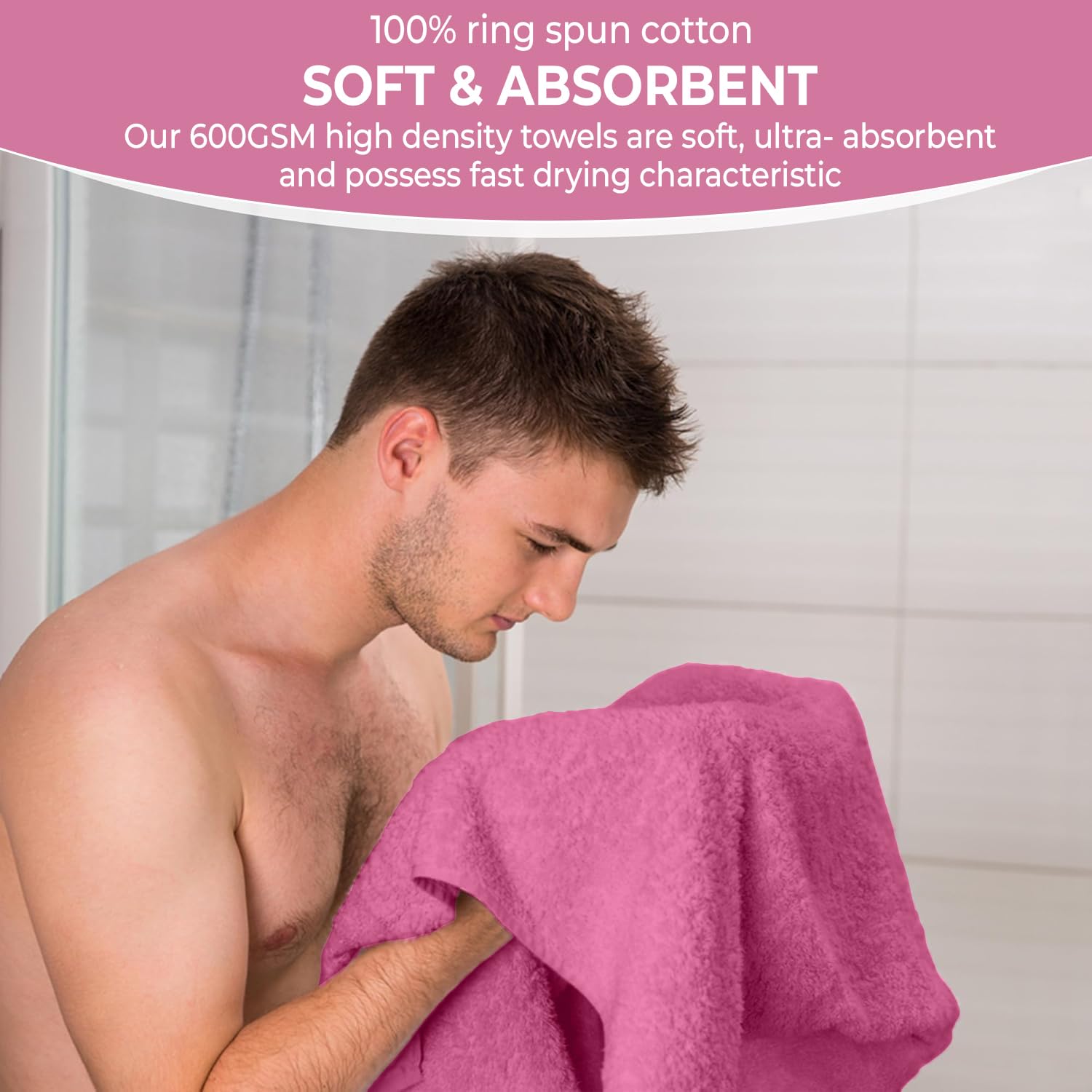 KAHAF COLLECTION quick-dry towel in bathroom setup illustrates versatile use.