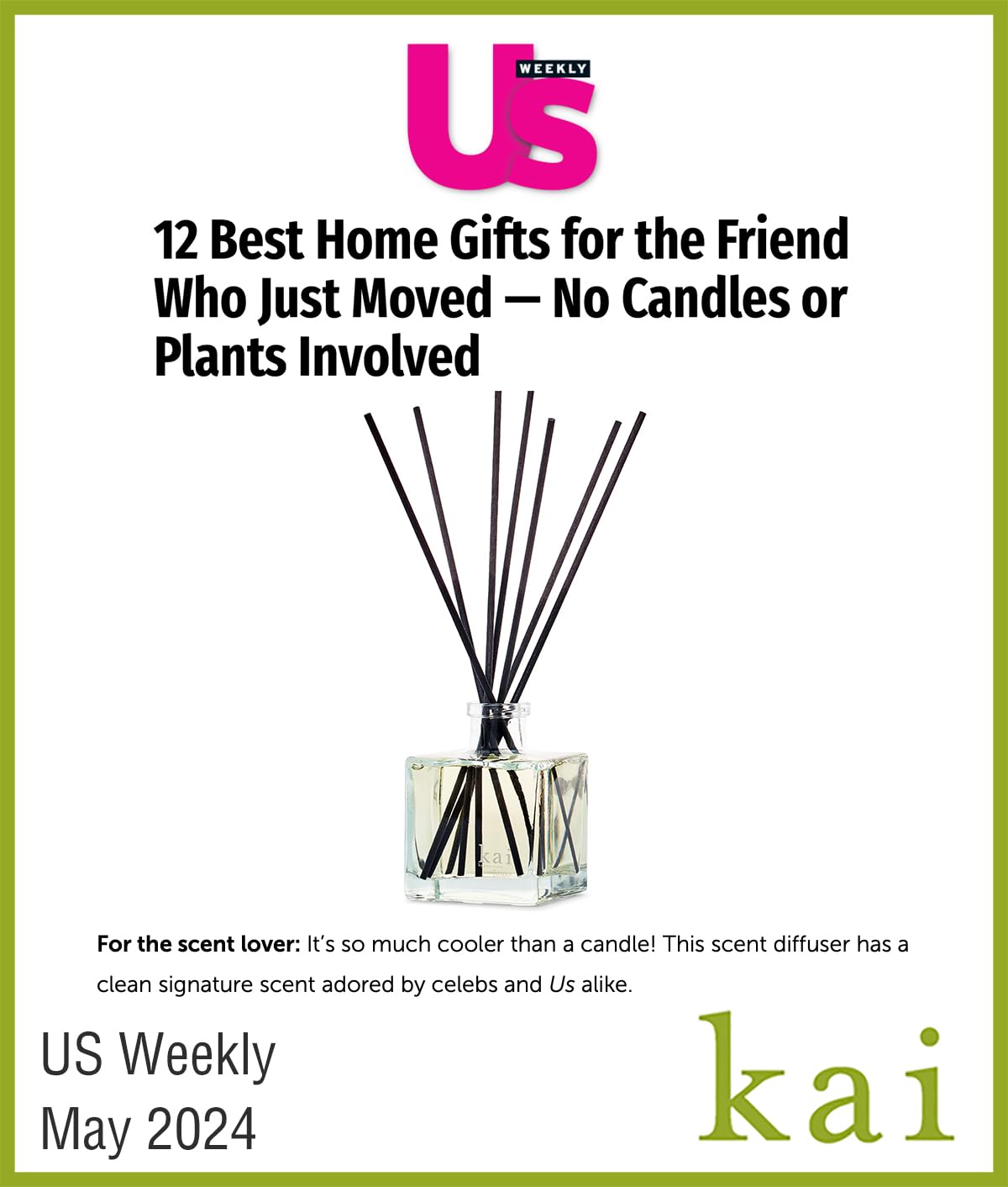 Kai gardenia diffuser packaging and box signaling premium vegan formulation.