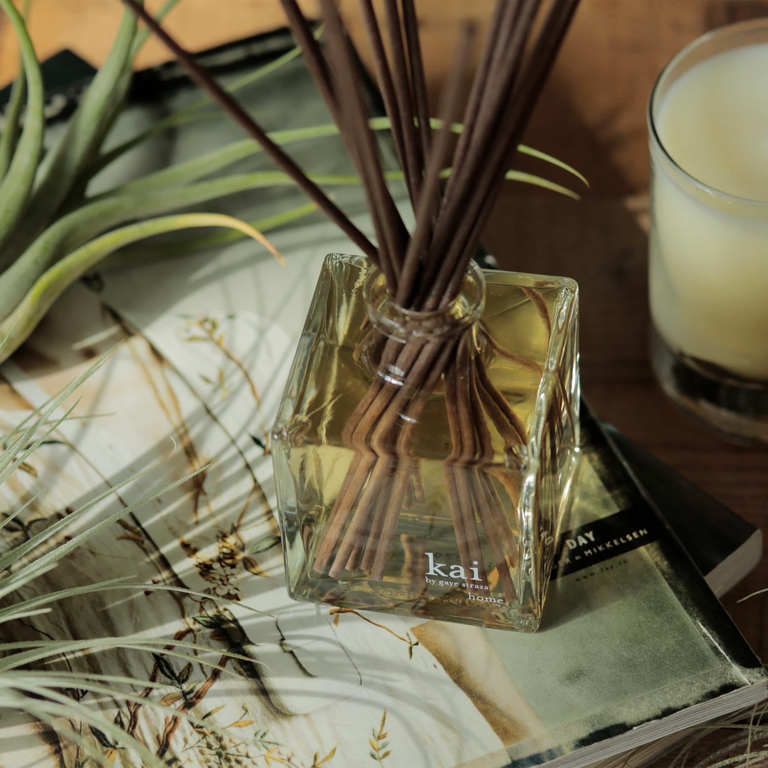 Kai diffuser reeds close-up reveal natural fibers and elegant design.