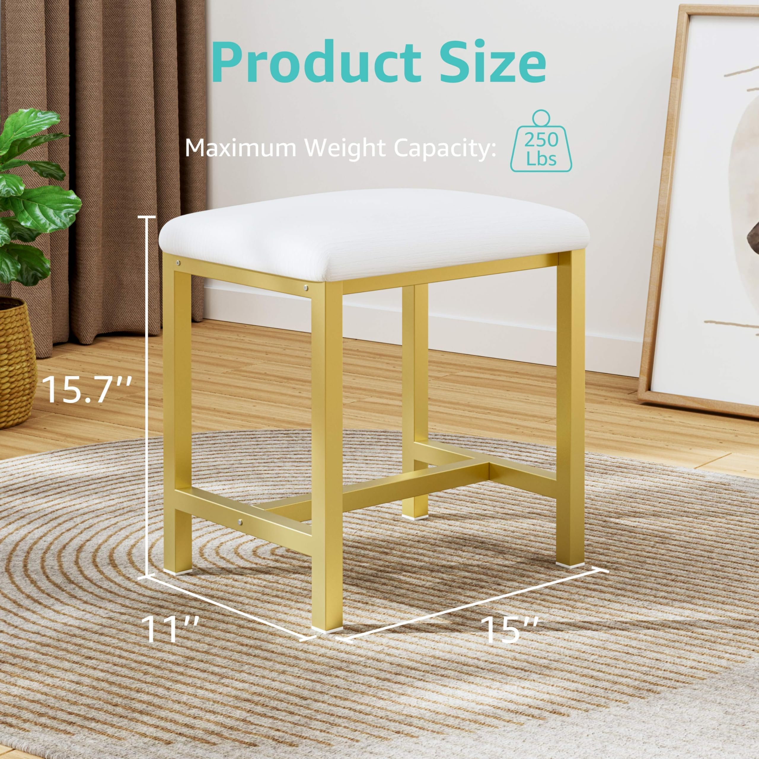 KAI-ROAD compact vanity chair ready for quick assembly in seconds