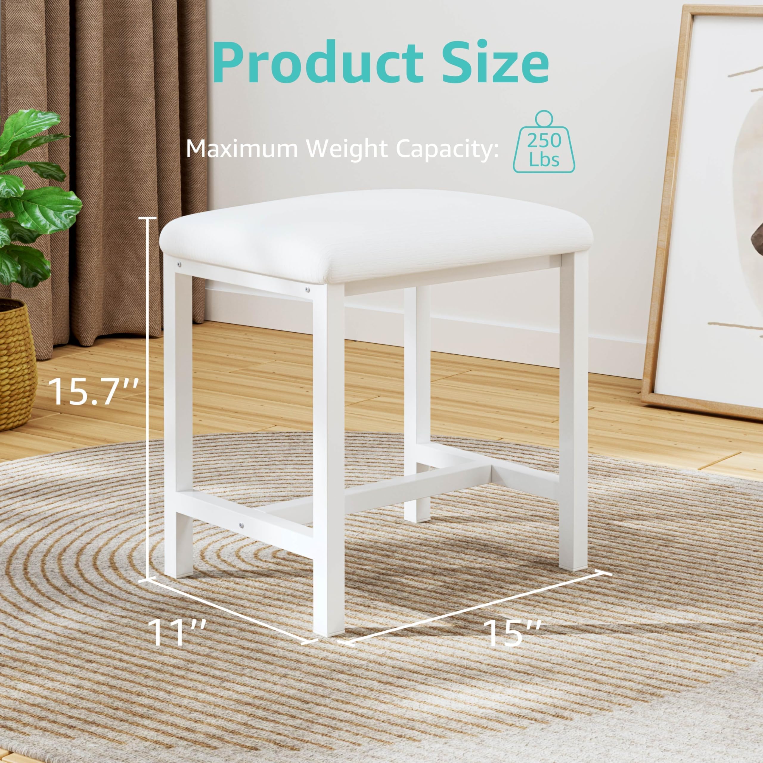 Kai-ROAD compact vanity chair placed in a bedroom corner.