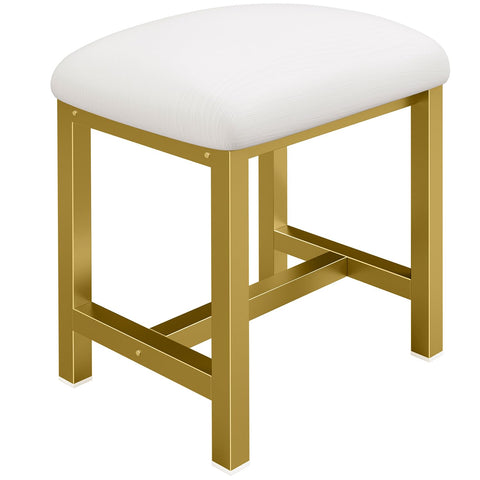 KAI-ROAD small vanity stool with white gold cushion adds elegance to your vanity
