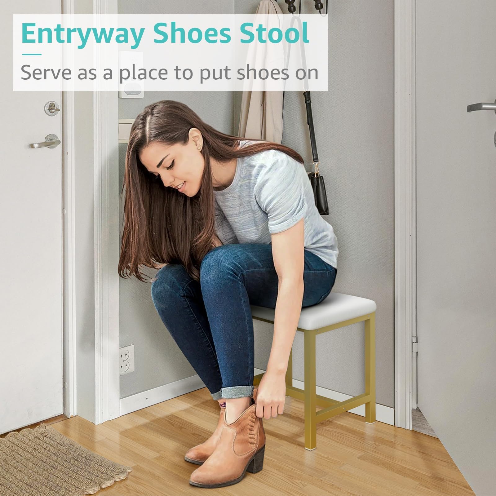 KAI-ROAD vanity stool with non slip pads protecting floors during use
