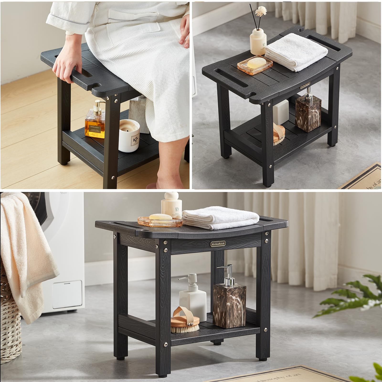 KaimuBench multi-purpose seat adapts to indoor and outdoor spaces.