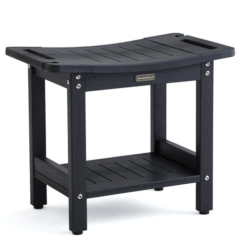 KaimuBench shower seat with handles and head holder for secure support during showers.