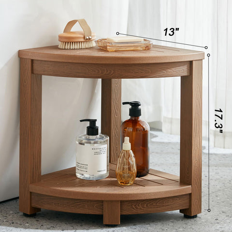 KaimuBench waterproof bench with adjustable feet protects floors during showers.