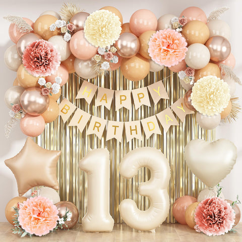 KAINSY beige 13th-number balloon for a chic birthday focal point.