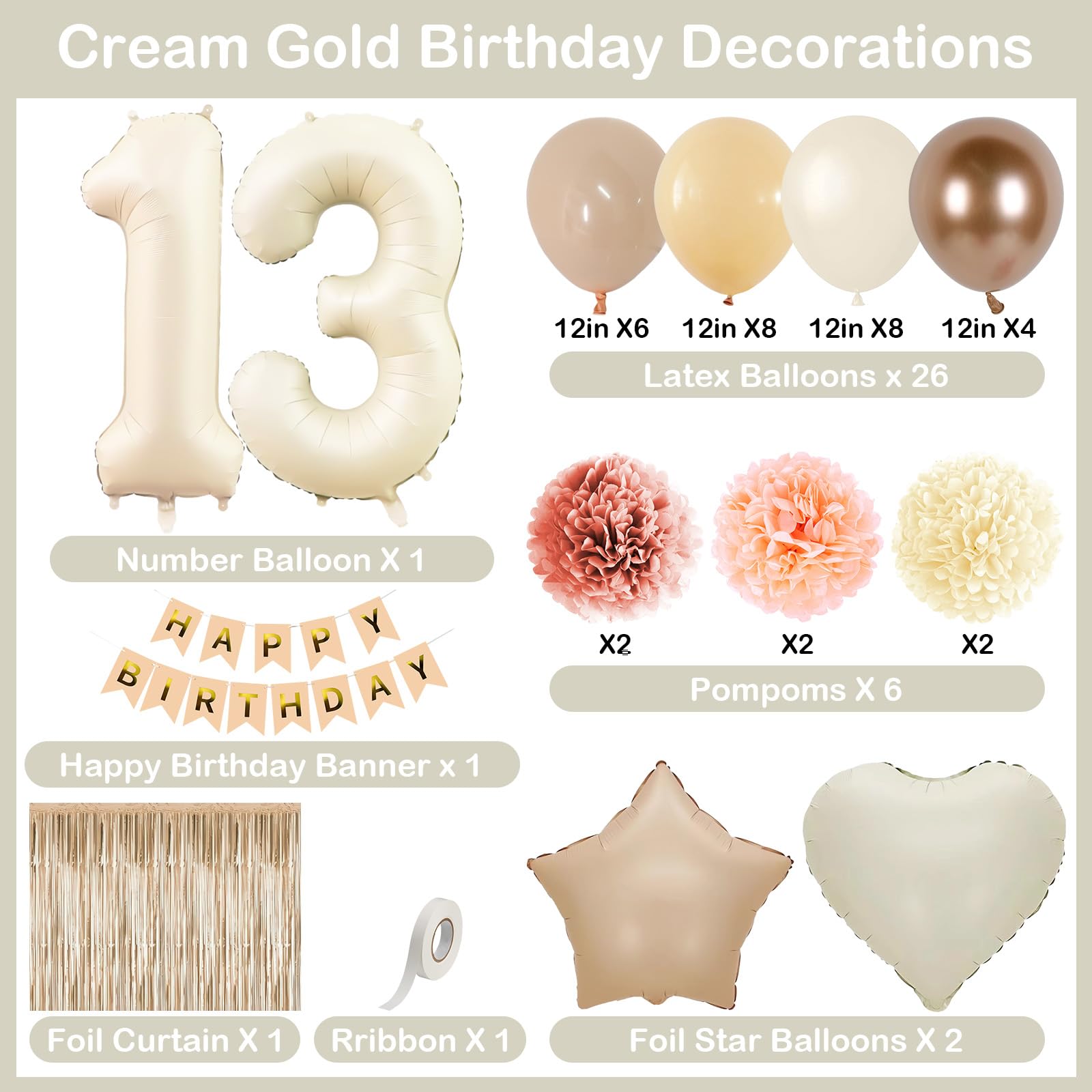 KAINSY cream heart foil balloon brings warm celebratory accents.