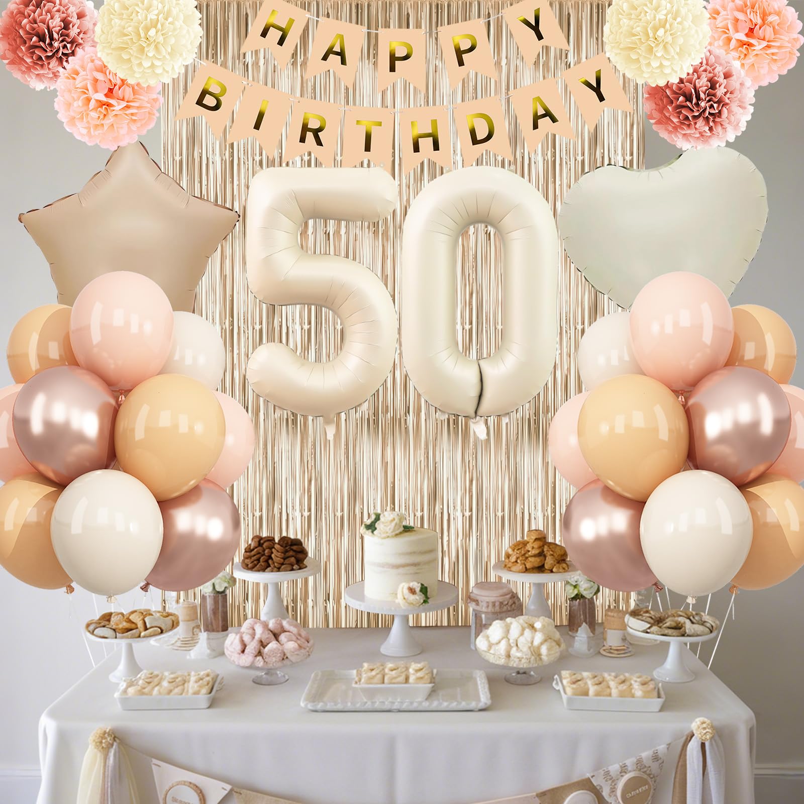 KAINSY dusty pink paper pom poms add soft texture and depth