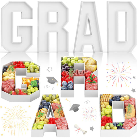 KAINSY grad letters white setup for a bold dessert centerpiece