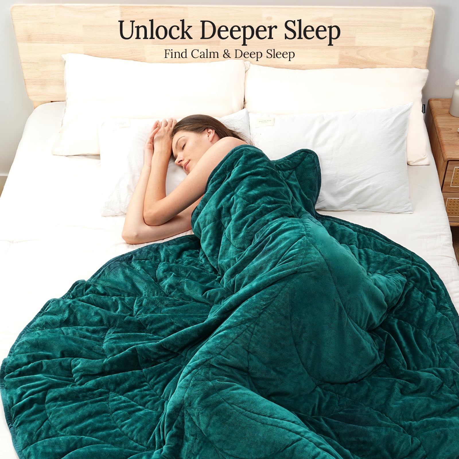 Kaisa weighted blanket 7-layer design highlights secure beads for even pressure distribution.
