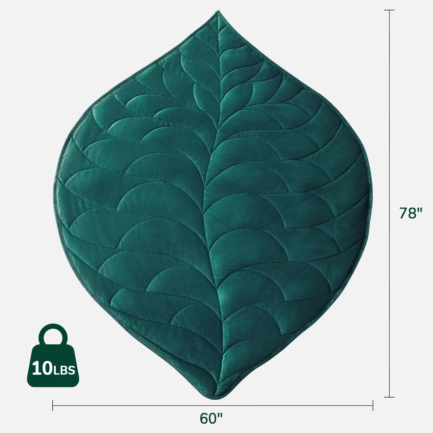 Kaisa weighted blanket green close-up fabric shows plush velvet texture for skin-friendly comfort.