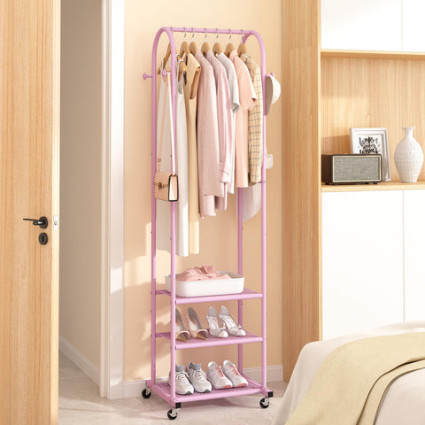 Kaitiemoo 71.8-inch garment rack, locking wheels, easy relocation.